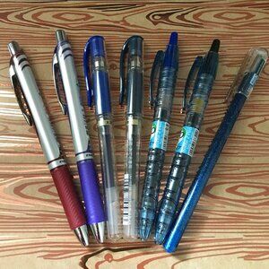 7 Pen Lot Pilot Pentel Uni-ball BL77 B2P Signo Gel Pens